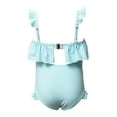 thumbnail image 5 of MUXiin Teen Girl Swimsuit One Piece Halter Ruffled Details Cute Swimsuits Quick Dry Stylish Design Beach Vacation Outfit Stretchy Rash Guard Set for Girls Playing In the Ocean, 5 of 9
