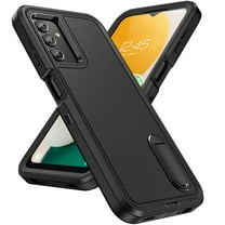 Feishell Case for Samsung Galaxy A13 5G 6.5 inch,Heavy Duty 3 Layer Military Protection with Hidden Kickstand Shock Resistant Armor Hybrid Bumper Rugged Rubber Phone Cover,Black Black