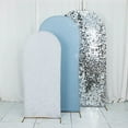 thumbnail image 5 of BalsaCircle 3 Dusty Blue Silver Fitted Assorted Round Top Wedding Arch Backdrop Stand Covers Party Events Decorations Supplies, 5 of 8