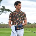 thumbnail image 3 of Pofeuu Mushroom With Snails Print Men's Loose Fit Midweight Short-Sleeve Pocket Polo-Large, 3 of 6