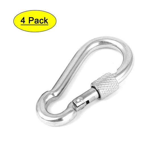 6mm Thickness Screw Lockable Carabiner Hook Clip Keychain 4pcs