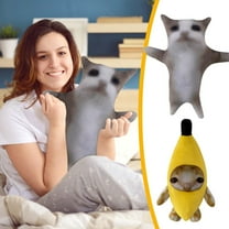 sdhkgrrt under $5 2Pcs Banana Cat PlushToy, Printed Banana Cat PlushToy,Funny Happy Sound Doll,Cute Stuffed AnimalToy,Childrens Soft PlushToy,KidsBirthday Gift Plush