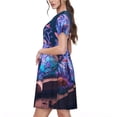thumbnail image 2 of Haiem Book Glowing Mushrooms Pattern Women's Short-Sleeve Scoop Neck Swing Dress, 2 of 6