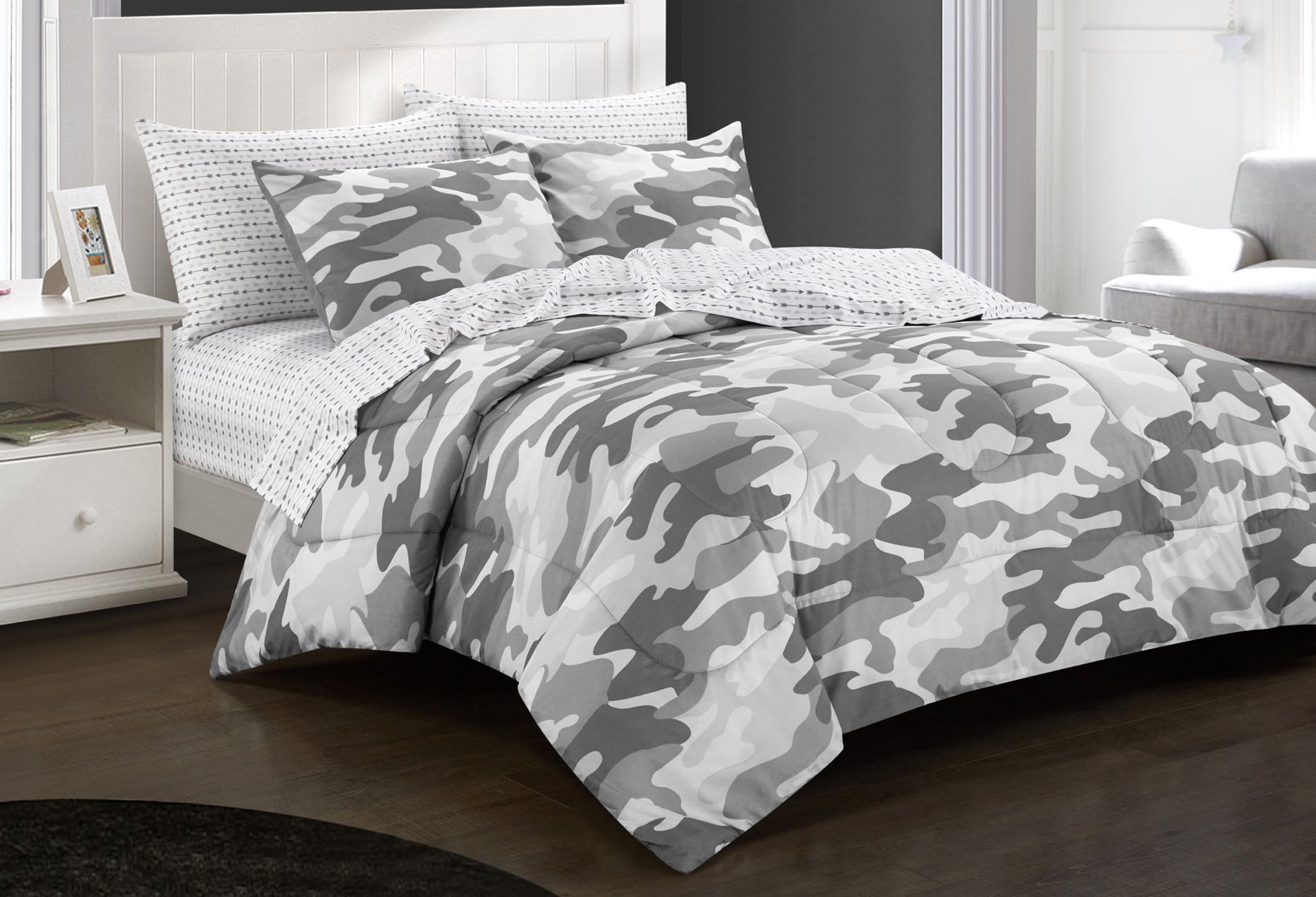 Heritage Club Gray Camouflage Bed in a Bag Set,  Twin XL