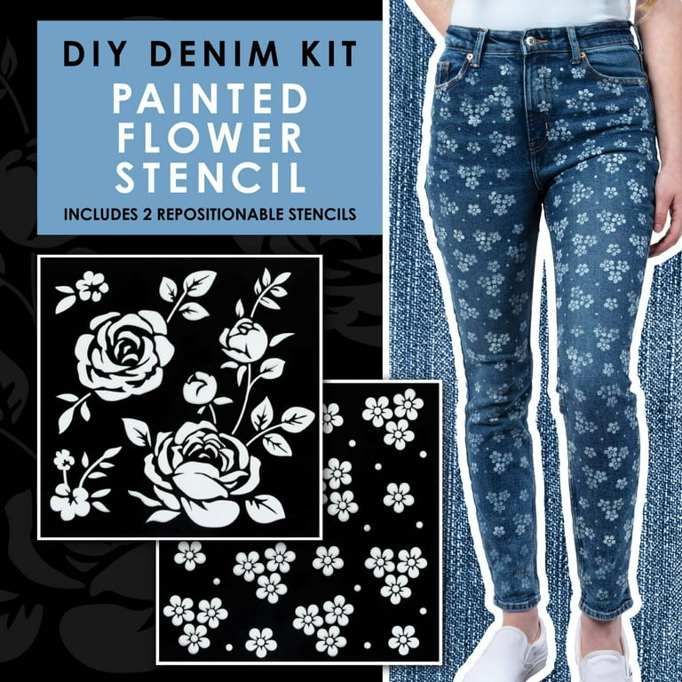 Tulip DIY Denim Paint and Stencil Kit, 8 Pieces for Customizing