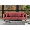 thumbnail image 6 of Lenox Pink Velvet Sofa Brass Legs Square Arm, 6 of 8