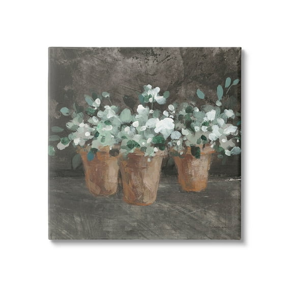 Stupell Industries Garden Plants in Terracotta Botanical & Floral Painting Gallery Wrapped Canvas Art Print Wall Art, 17 x 17