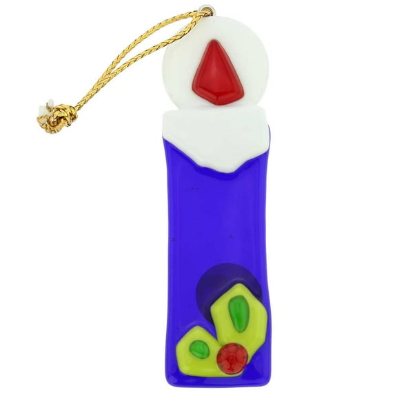 GlassOfVenice Murano Glass Candle Christmas Ornament - Blue