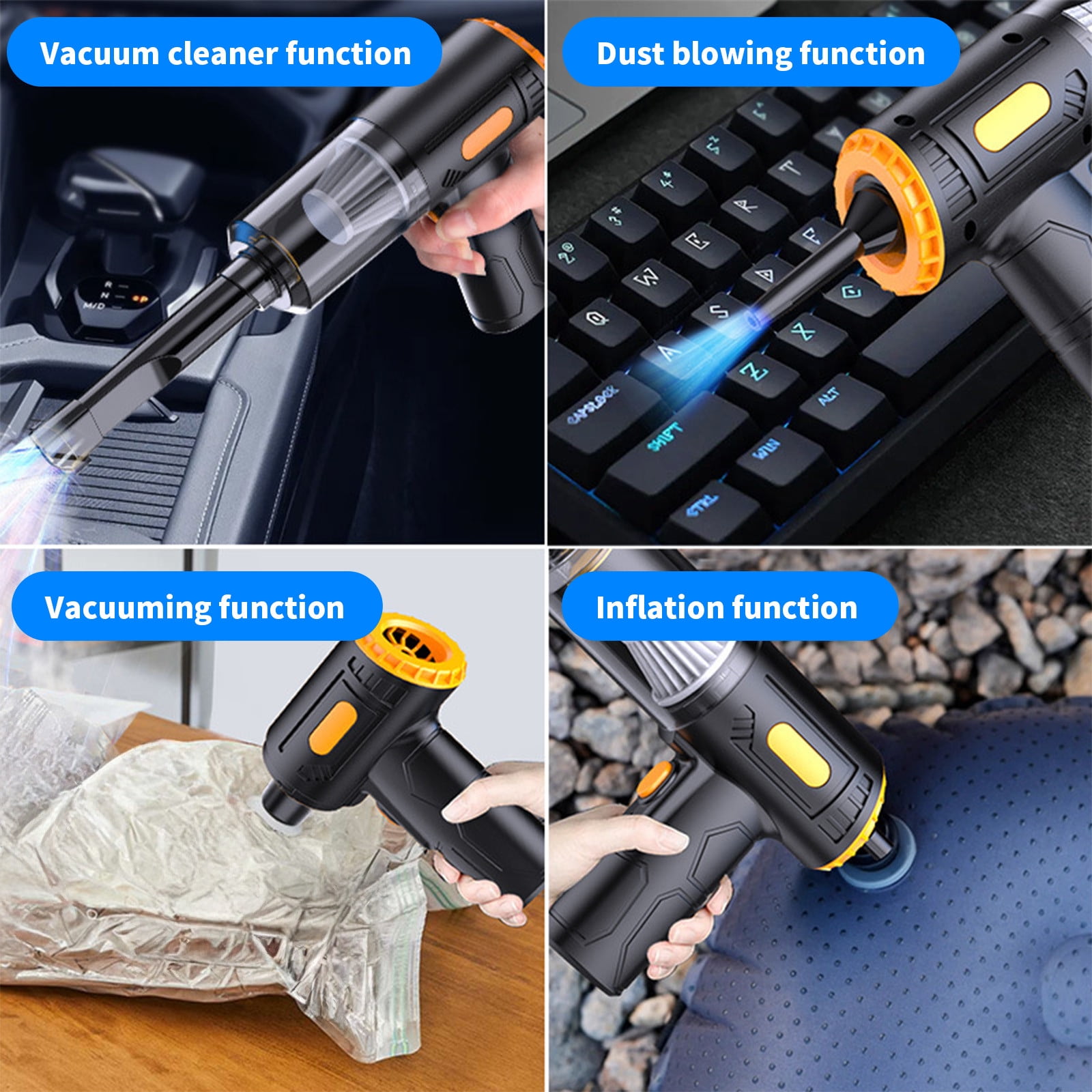 Uiz Merueh Portable Car Vacuum High Power Hand Held Vacuum Powerful Suction Hand Vac Perfect for Pet Hair, Cars, Home, Stairs