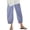 Blue, variant on Women's Striped Pants Cross Cropped Trousers Wide Leg Pockets Linen Summer Casual Beach Clothes (L, Sky Blue)