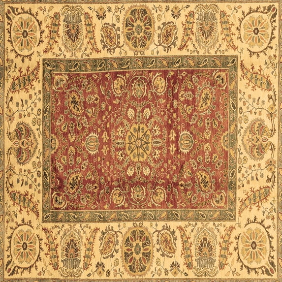 Ahgly Company Indoor Square Abstract Brown Modern Area Rugs, 6' Square