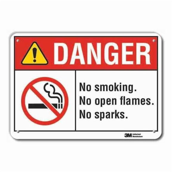 Lyle Rflctv No Smoking Dangr Sign,10x14in,Alu LCU4-0172-RA_14x10