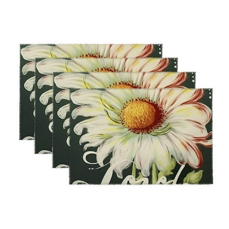 

ONETECH Bloom Art Canvas Placemats Set of 4 - Kitchen Dining Decoration for Indoor Outdoor Party 11.8*17.7in