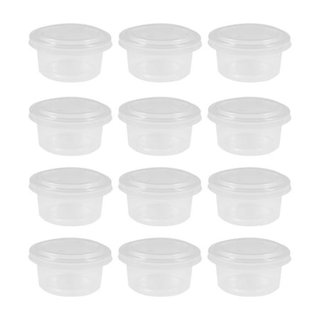 

100 Set of 90ml Disposable Safe Plastic Yogurt Cups Condiment Cup with Lids for Sauce Yogurt Jelly Pudding