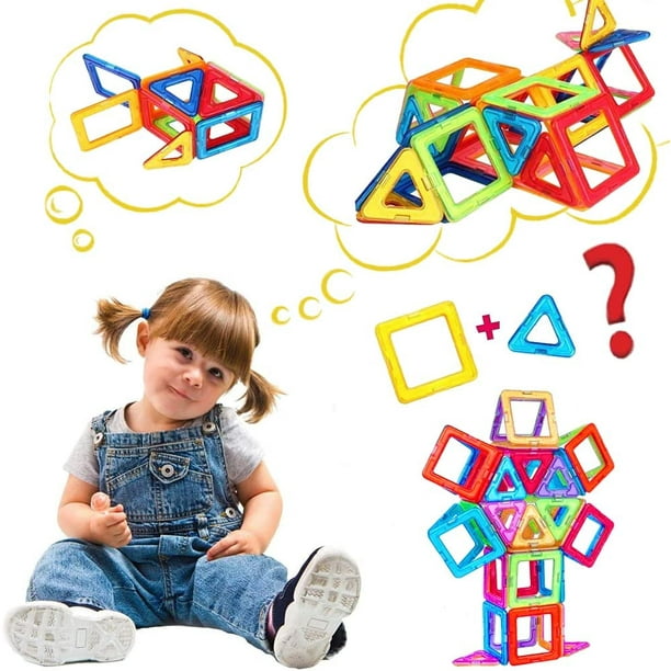 ShenMo Blocs de Construction Magnétique(60 Pièces), Jeux Construction  Aimanté Jeu Magnétique Jeux Montessori Jeux Educatif pour Les Enfant 4 Ans  + 