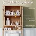 thumbnail image 4 of YOCWO Over The Toilet Storage Cabinet with Vertical Fluted Texture, Storage Cabinet Over Toilet with 2 Sliding Doors and Open Shelf, Home Space Saver for Bathroom Laundry Room Living Room, Natural, 4 of 9