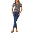 thumbnail image 2 of INSPIRE CHIC Women's Vintage Floral Contrast Color Lace Square Neck Blouse Top, 2 of 5