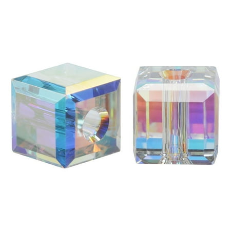 - Swarovski Crystal, #5601 Cube Beads 6mm, 4 Pieces, Crystal AB