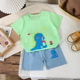 thumbnail image 4 of KPOPLK Toddler Baby Boy Summer Clothes Letters Short Sleeve T-shirt Top Elastic Waist Shorts Set Summer Outfit 2Pcs(9-18 Months,Light Green), 4 of 4