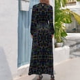 thumbnail image 3 of Abstract Geometry Dress Multi-Color Line Print Street Style Beach Dresses Woman Long Sleeve High Neck Cute Long Maxi Dress, 3 of 5
