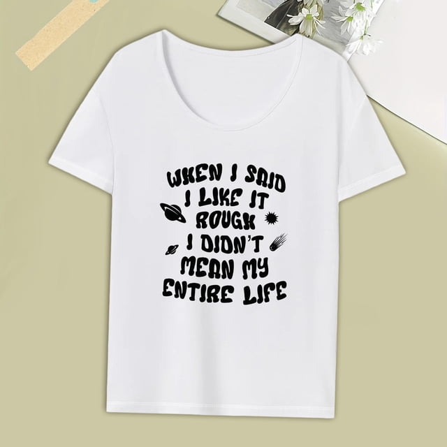 Camiseta para mujer con cuello redondo, ropa de calle, camiseta de manga corta suave para viaje por la calle XL