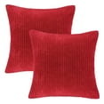 thumbnail image 4 of Fluffy Corduroy Velvet Solid Color Suqare Cusion Accent Decorative Throw Pillow for Couch, 22" x 22", Red, 2 Pack, 4 of 6