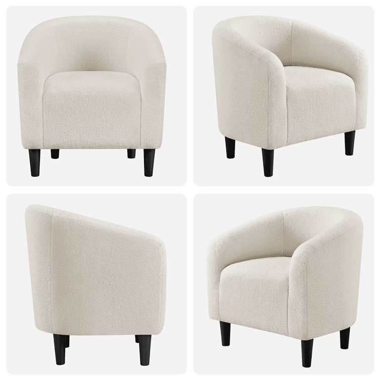 Yaheetech Upholstered Club Chair, Set of 2, Ivory Boucle photo 2
