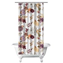 Romantic Floral Garden Shower Curtain 36x72 Inches, Vintage Peony and Hummingbird Design, Quick-Dry