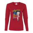 thumbnail image 2 of Wild Bobby Betty Boop America Land of the Free Home of the Brave Betty Boop Womens Long Sleeve T-Shirt, Red, Large, 2 of 5