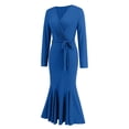 thumbnail image 3 of UPPADA Robe de Cocktail pour Femmes à Manches Longues Robe d'Invitée de Mariage Fente Latérale Jolie Robe Formelle Évasée Taille Haute Robe de Fête Robe de Bal Robe de Cocktail Liquidation Vêtements pour Femmes, 3 of 8