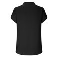 thumbnail image 4 of AherBiu Womens Chiffon Tops Dressy Casual Notch V Neck Petal Short Sleeve Elegant Ladies Work Shirts Blouse, 4 of 7
