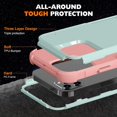 thumbnail image 5 of Compatible with iPhone 12 Pro Max Case, [10 FT Military Grade Drop Protection] [3 in 1 Heavy Duty] Anti-Slip Shockproof Full Body Protective Frosted Phone Case for iPhone 12 Pro Max - Mint/Pink, 5 of 14