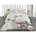 thumbnail image 2 of Ambesonne Tree Quilted Coverlet 3 Pcs, Oriental Illustration, King Size, Pale Caramel Ruby, 2 of 4