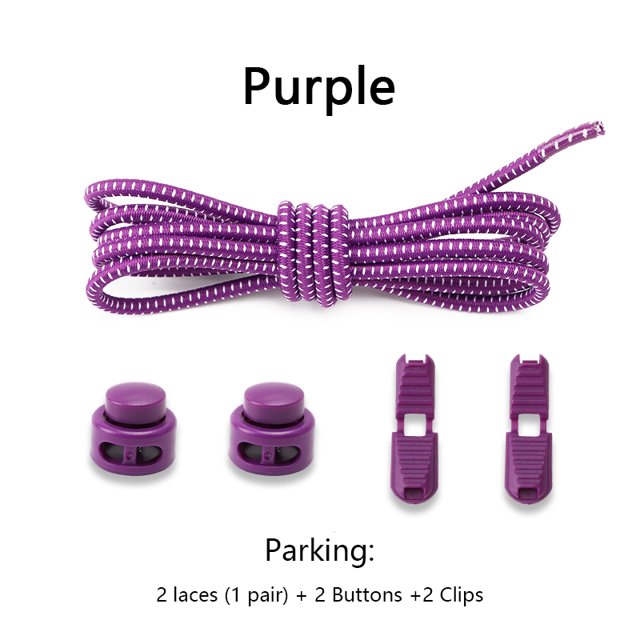 Lacets Ronds de Sport Sans Nœuds à Dégagement Rapide avec Verrouillage à Ressort Réglable, Lacets Élastiques pour Espadrilles, Sangle pour Enfants et Adultes, Accessoires de Chaussures Violets