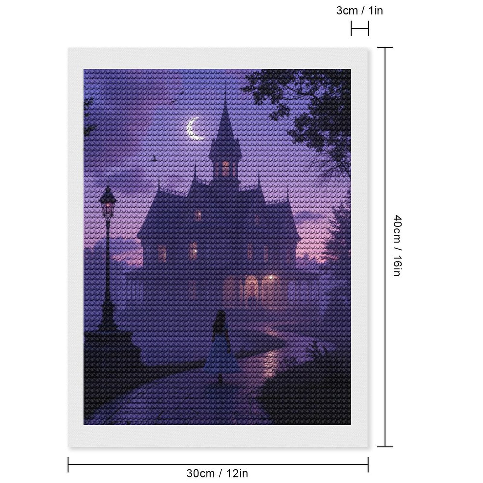 Diamond Art Kits for Adults, Gothic Night Enchanted Mansion Pathway 5D Diamond Painting Kits for Adults Beginners, DIY Full Drill Diamond Painting, Gem Art and Crafts 12x16