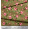 thumbnail image 2 of Soimoi Rayon Fabric Leaves & Peony Floral Printed Fabric 1 Yard 42 Inch Wide, 2 of 3