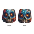 thumbnail image 3 of Yiaed Colorful Floral Skull A Print Women's Running Shorts with Liner 3 Zipper Pockets Elastic Workout Athletic Gym Yoga Shorts-X-Large, 3 of 7