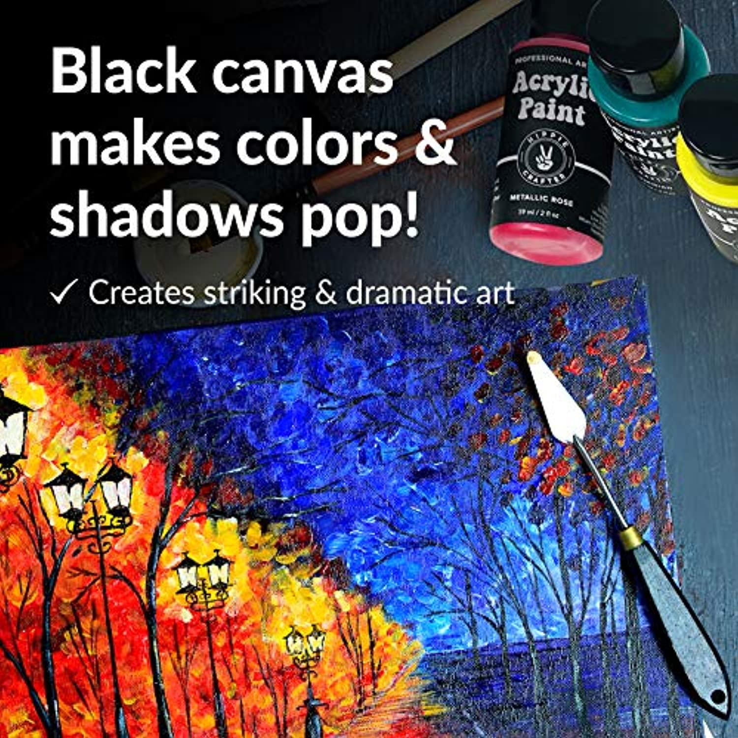 Hippie Crafter Adult 20 Pack Black Canvas Boards for Painting 5x7 Blank Small Art Canvases Panels for Paint