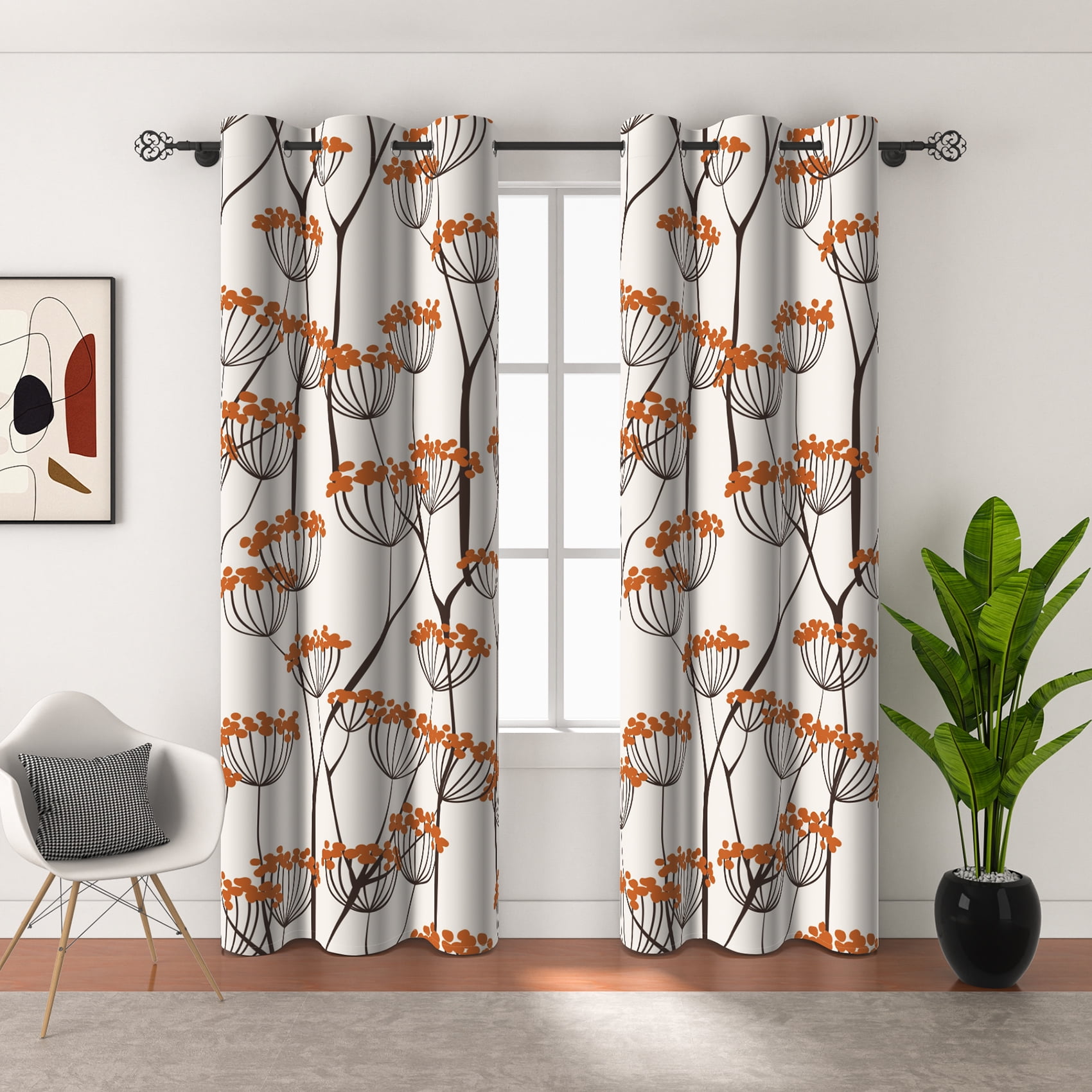 Red Floral Curtains,Rustic Blackout Window Drapes for Bedroom Living Room 2 Panel Sets,42x63 Inch