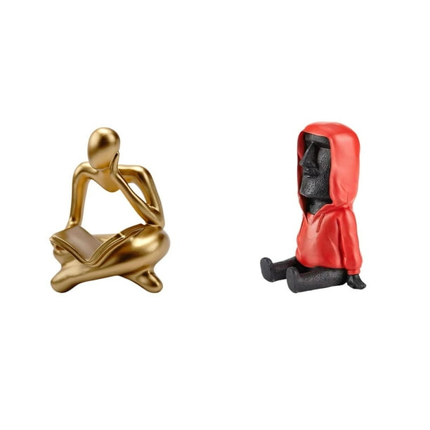Estatua De Cabeza De Isla De Pascua Con Pensador Abstracto, Decoración Para Mesa, Sala De Estar, Estantería De Oficina, Retrato Antiguo, Escultura Ahu, Figura Retro De Resina Para Escritorio
