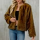 thumbnail image 1 of Chaqueta de abrigo cálida para mujer, de invierno, lisa, con cuello redondo, 1 of 9
