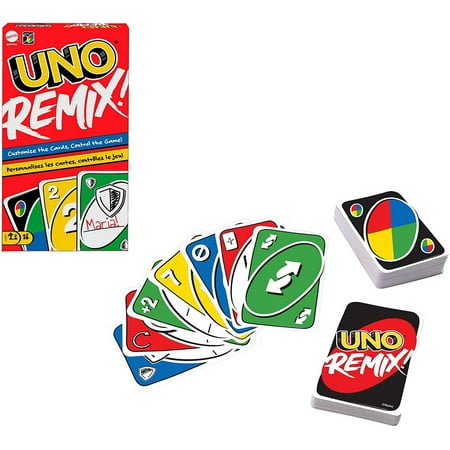 Uno Remix Customizable Matching Card Game Featuring 112 Cards Including Write-On Cards, Game Night, Gift Ages 7 Years & Older