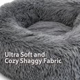 thumbnail image 3 of Plush Donut Dog Bed, Calming Round Dog Cat Bed Soft and Fluffy Cuddler Pet Cushion Self-Warming Puppy Beds Machine Washable, Dark Grey 60cm, 3 of 4