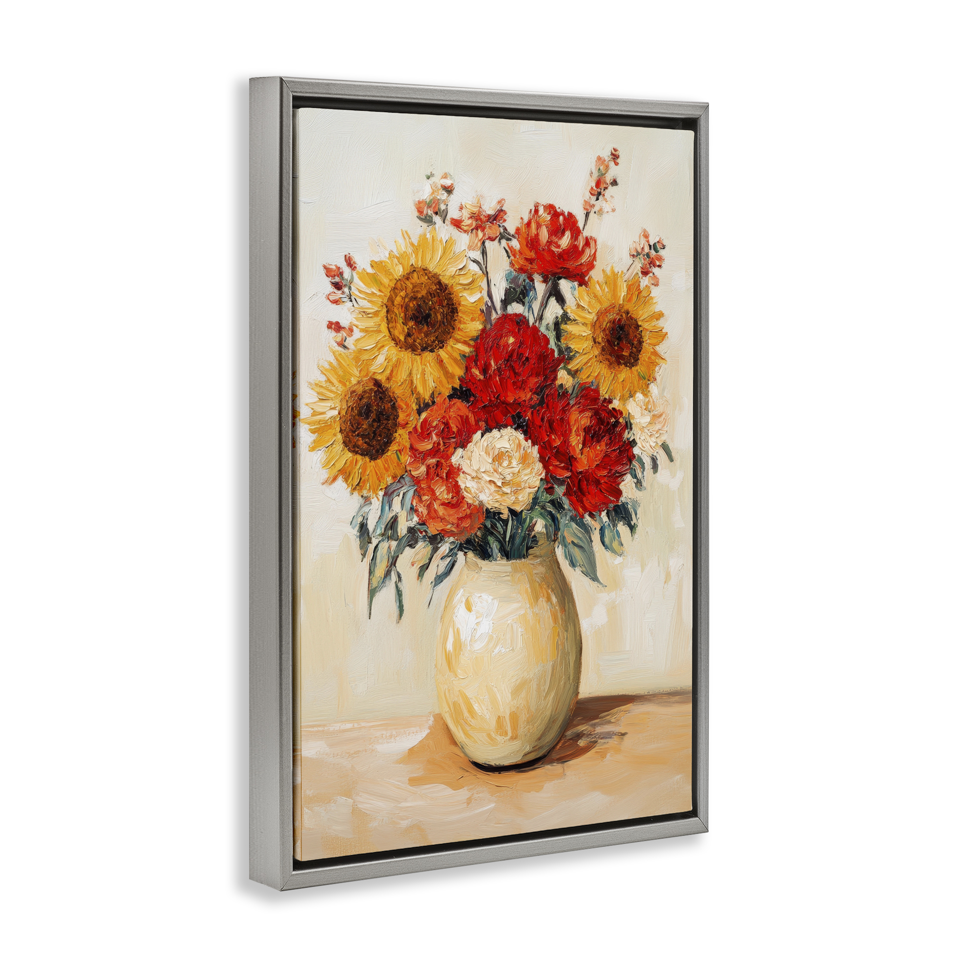 Charming Bouquet of Fall Gray Framed Floater Canvas Wall Art, design by Petal Prints Design