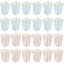 CATPAN 24 Pcs Pink Blue Striped Popcorn Boxes Paper for Movie Theater Snack Containers