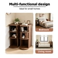 thumbnail image 5 of Fluted Narrow Nightstands with Sliding Tambour Doors, 3-Tier Slim Bedside Table with Open Shelf for Small Space, Walnut, 5 of 7