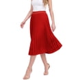 thumbnail image 3 of Asklazy Women's High Waist Pleated A-Line Midi Skirt,Flowy Elastic Waist Skirts for Work Casual Wear,Gift,D Red,L, 3 of 10