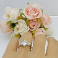 thumbnail image 4 of Two Piece Kite Bridal Ring Cubic Zirconia 925 White Tone Sterling Silver, Size 7, 4 of 7