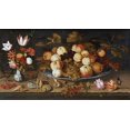thumbnail image 2 of Van Der Ast, Balthasar 18x12 White Modern Wood Framed Museum Art Print Titled - Fruit On a Dish, 2 of 4