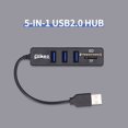 thumbnail image 2 of Concentrador USB2.0 Irfora Convertidor de concentrador USB2.0 multifuncional 5 en 1 con ranuras para tarjetas TF SD Soporte USB Ventilador Ratón Teclado Disco duro móvil Disco U Negro Irfora Concentrador USB2.0, 2 of 2